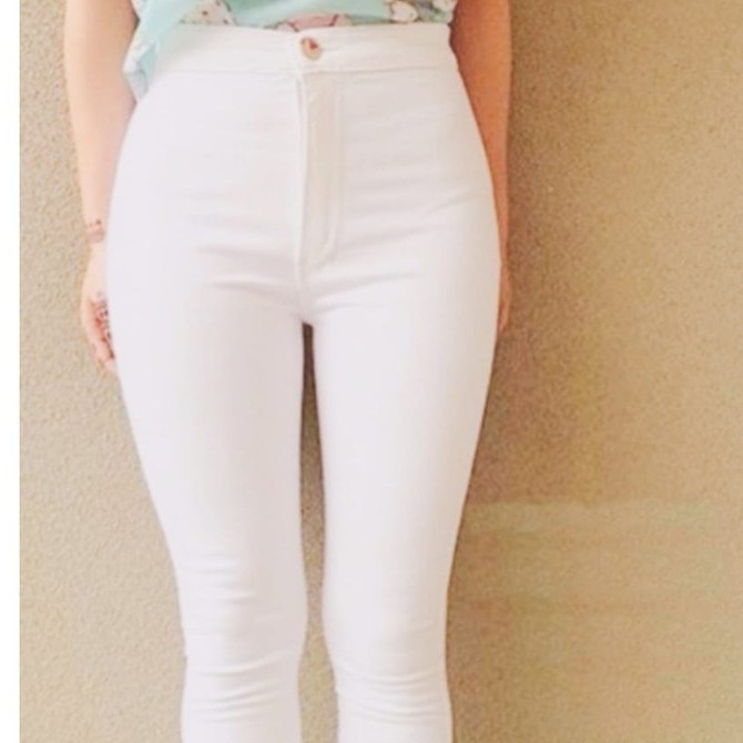 HIGHWAIST JEANS POLOS - FASHION CELANA JEANS WANITA - 1R 2
