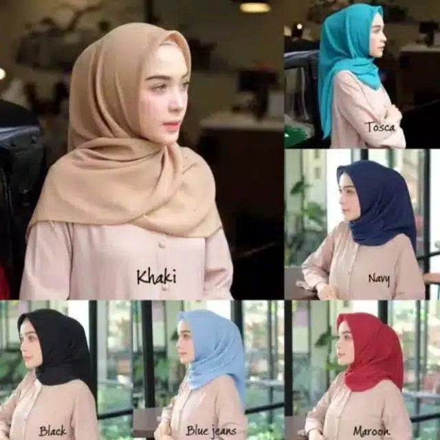 HIJAB BELLA SQUARE POLLYCOTTON  JILBAB SEGIEMPAT BELLA SQUARE POLOS