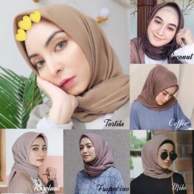 HIJAB BELLA SQUARE POLLYCOTTON  JILBAB SEGIEMPAT BELLA SQUARE POLOS 2