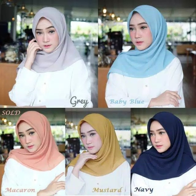 HIJAB BELLA SQUARE POLLYCOTTON  JILBAB SEGIEMPAT BELLA SQUARE POLOS 3