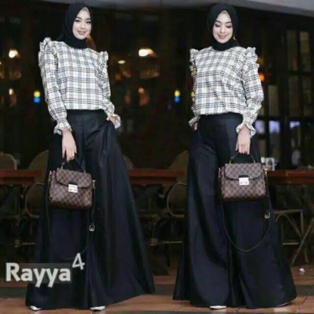 HITAM - Setelan Kerja 3in1 Rayya4 Set Kulot