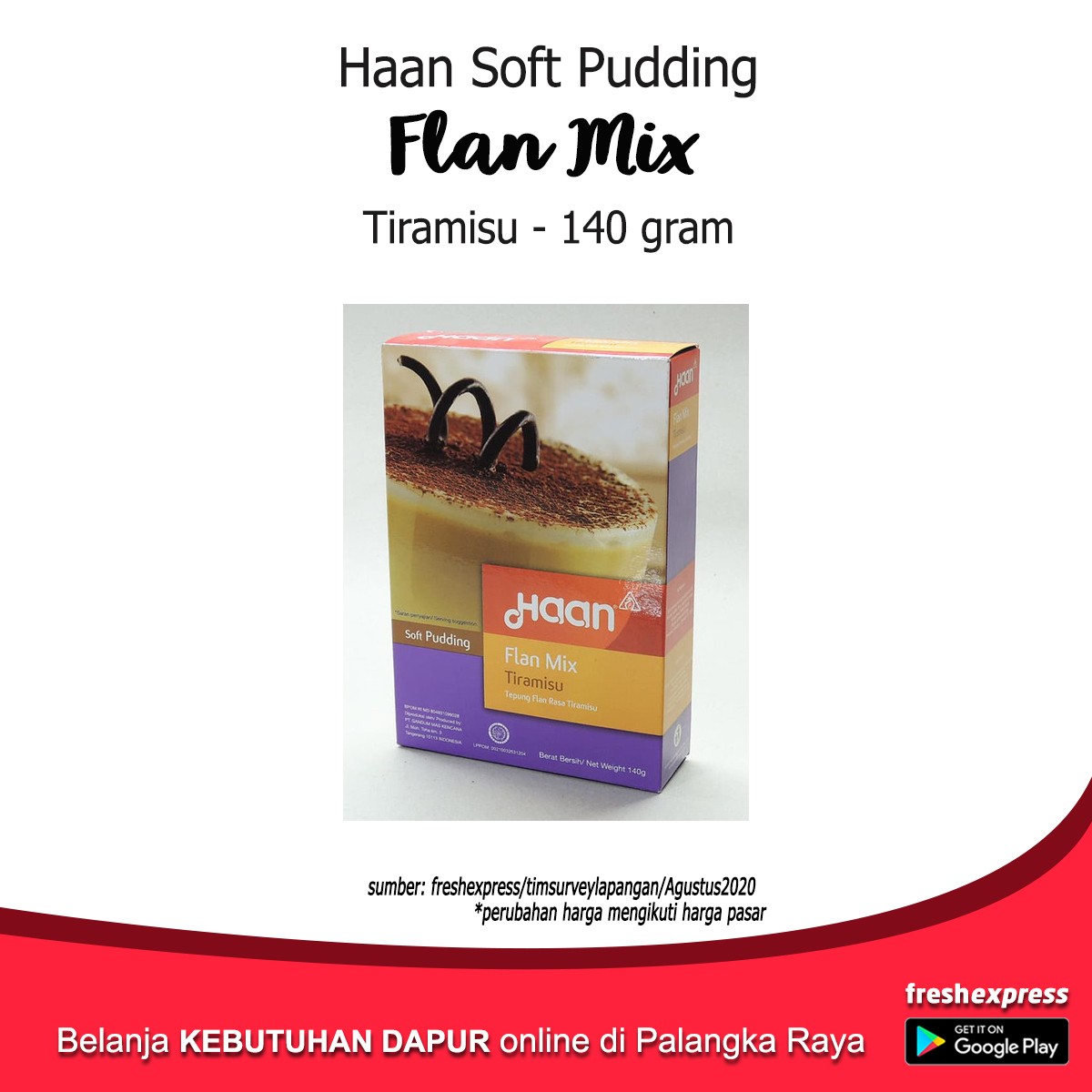 Haan Soft Puding Flan Mix Tiramisu 140 Gram