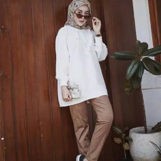 Hawaness BAGGY PANTS Latte beige nude maroon ivory Dusty 4