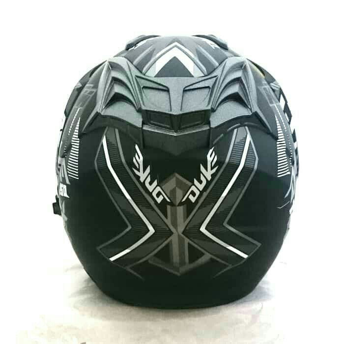 Helm 2 Kaca Double Visor Black Doff Abu Duke DMN 2