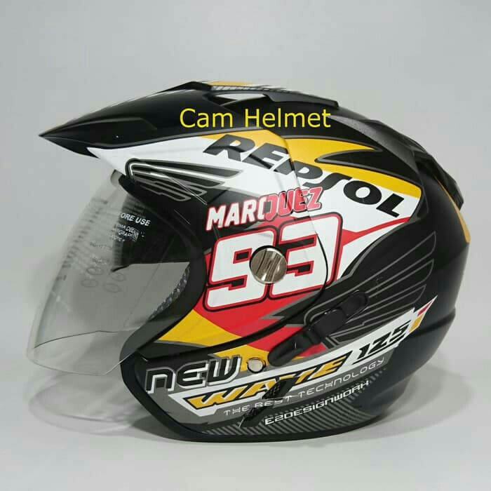 Helm 2 Kaca Double Visor Black Doff Marquez Repsol Honda DMN