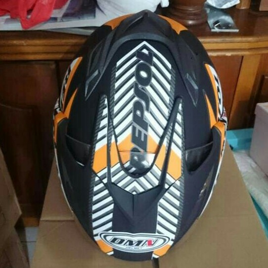 Helm 2 Kaca Double Visor Black Doff Marquez Repsol Honda DMN 2