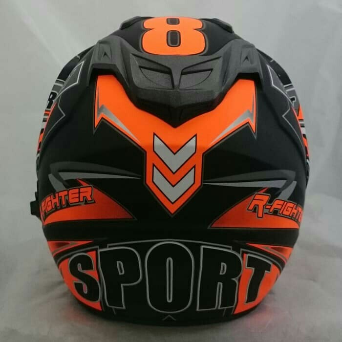 Helm 2 Kaca Double Visor Black Doff Orange Sport DMN 2