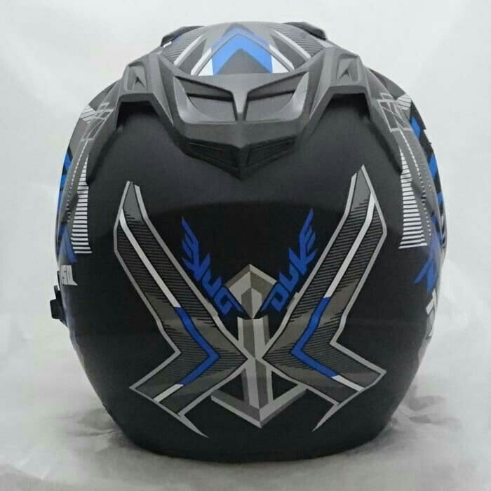 Helm 2 Kaca Double Visor Duke Black Doff Biru 2