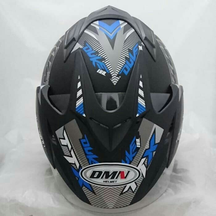 Helm 2 Kaca Double Visor Duke Black Doff Biru 3