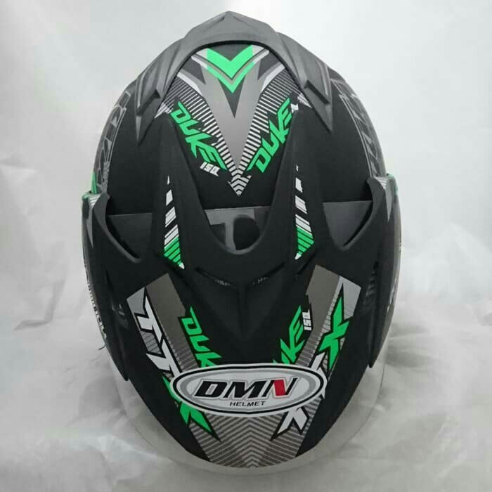 Helm 2 Kaca Double Visor Duke Black Doff Green 2