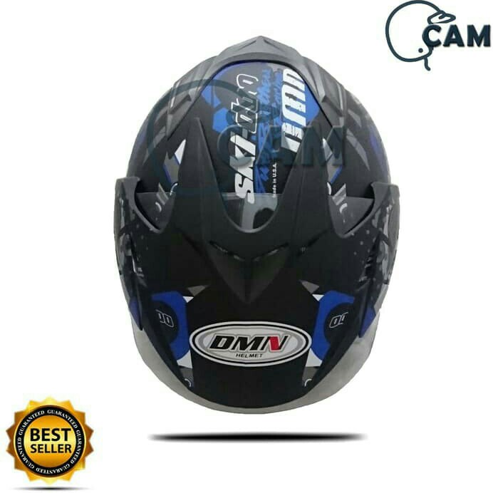 Helm 2 Kaca Double Visor Ski Doo Black Doff Blue 3