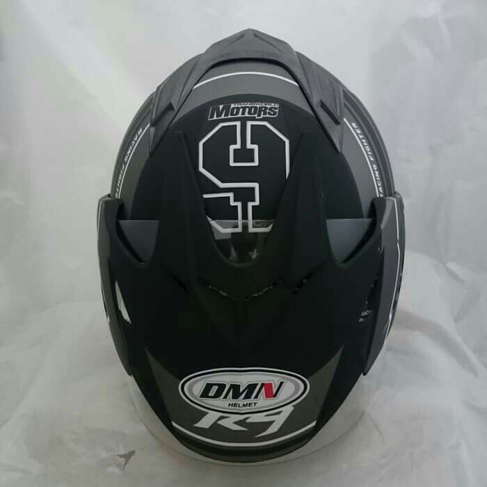 Helm DMN 2 Kaca Double Visor Black Doff Abu R-9 2