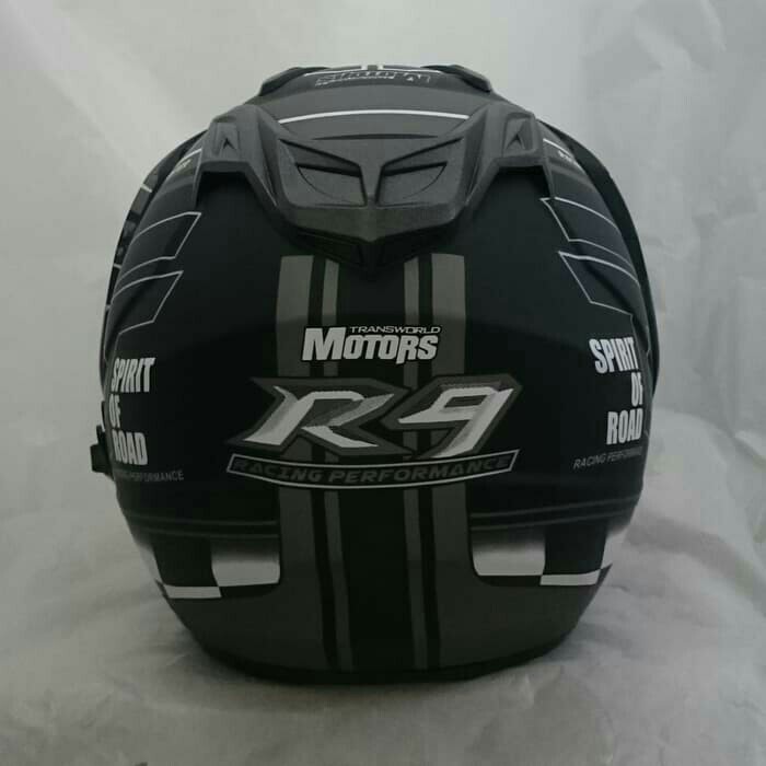 Helm DMN 2 Kaca Double Visor Black Doff Abu R-9 3