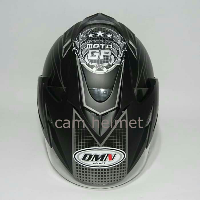 Helm DMN 2 Kaca Double Visor Moto GP Black Doff Abu 2