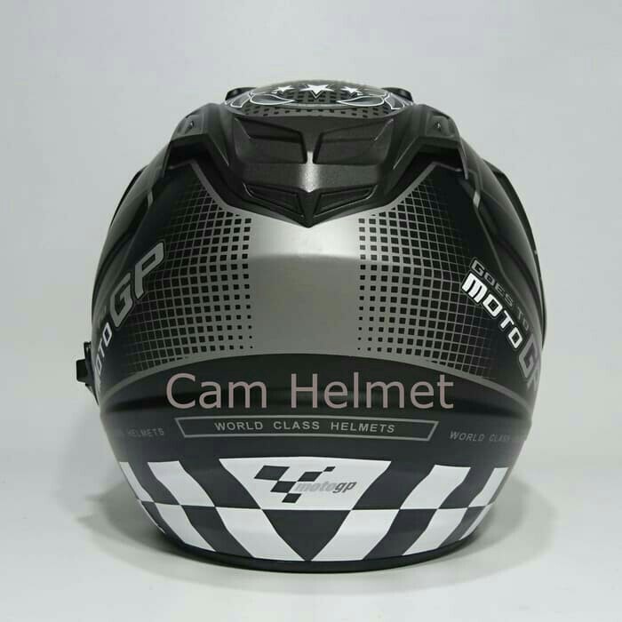 Helm DMN 2 Kaca Double Visor Moto GP Black Doff Abu 3