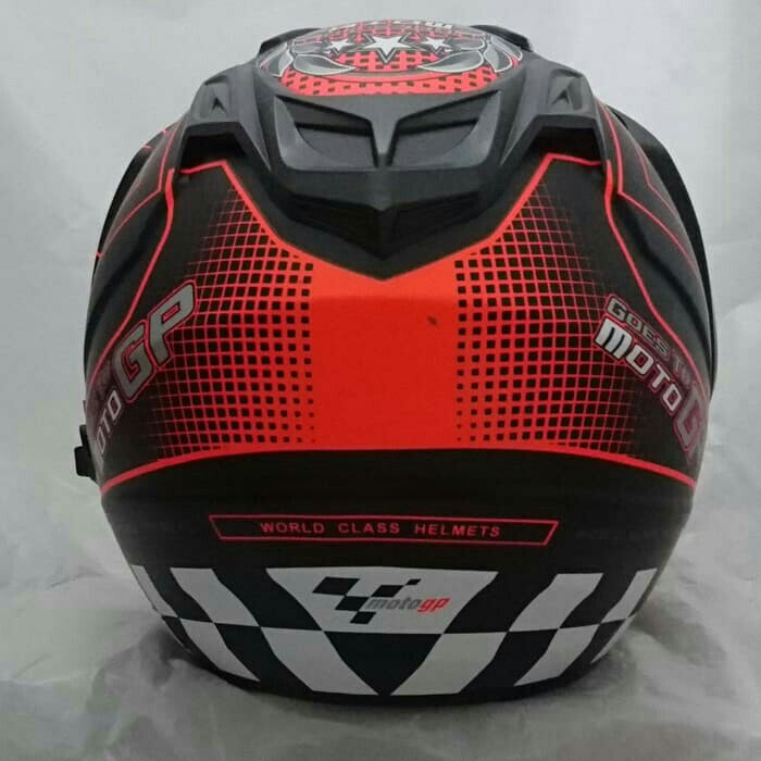 Helm DMN 2 Kaca Double Visor Moto GP Black Doff Red 3