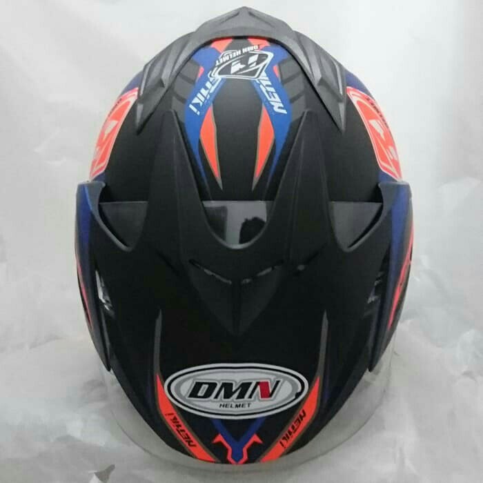 Helm DMN 2 Kaca Double Visor Nenki Black Doff Orange 3