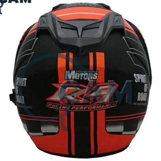 Helm DMN 2 Kaca Double Visor R-9 Black Doff Orange 3