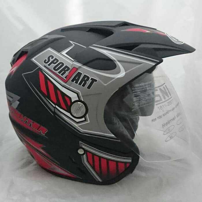 Helm DMN 2 Kaca Double Visor Sport B-Doff Red