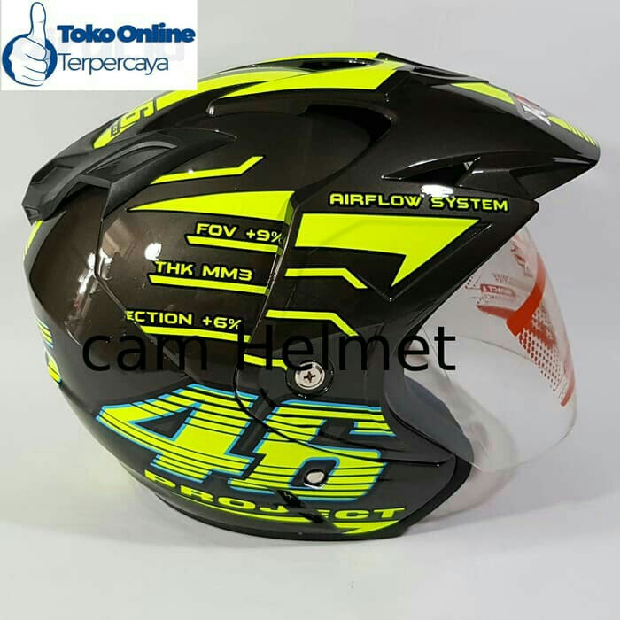 Helm KNC 2 Kaca Double Visor 46 Rossi Grey Gloss Yellow