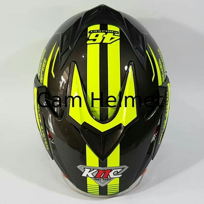 Helm KNC 2 Kaca Double Visor 46 Rossi Grey Gloss Yellow 2