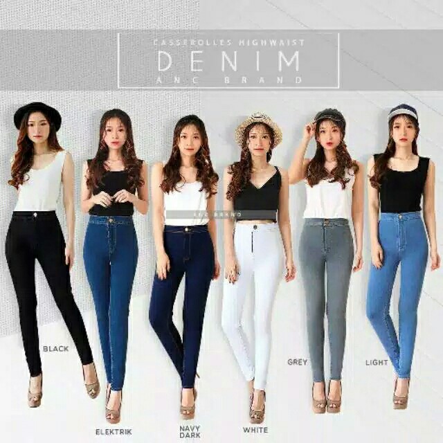 Highwaist jeans hw celana panjang wanita softjeans melar jeans hitam
