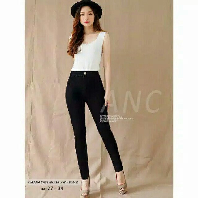 Highwaist jeans hw celana panjang wanita softjeans melar jeans hitam 4