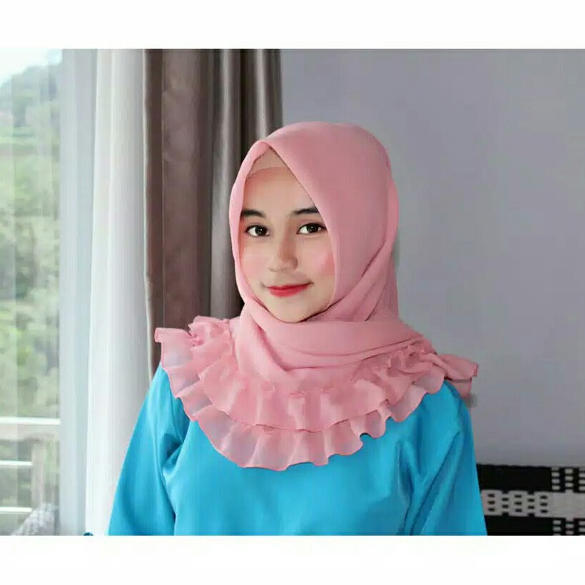 Hijab Jilbab Segi Empat Gelombang