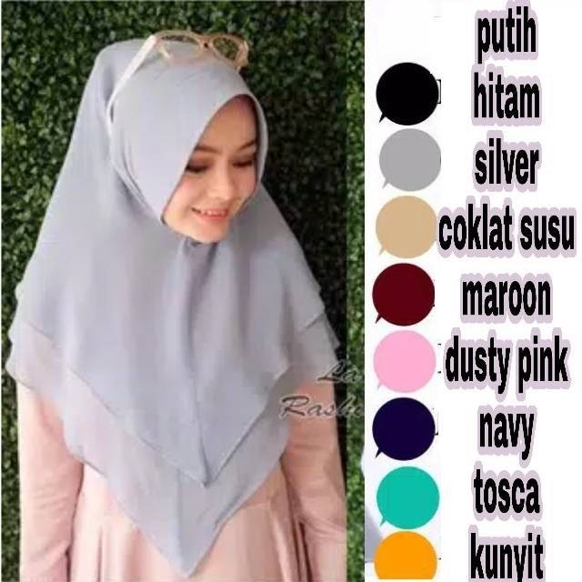 Hijab ceruty 2 layer  Khimar jumbo ceruty 2 layer babydoll  Khimar p