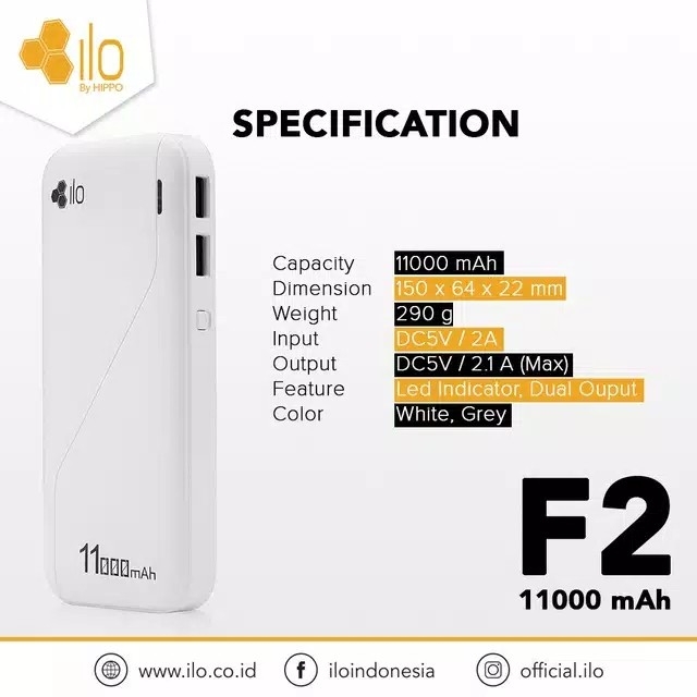 Hippo ILO F2 11000 mAh Power Bank 