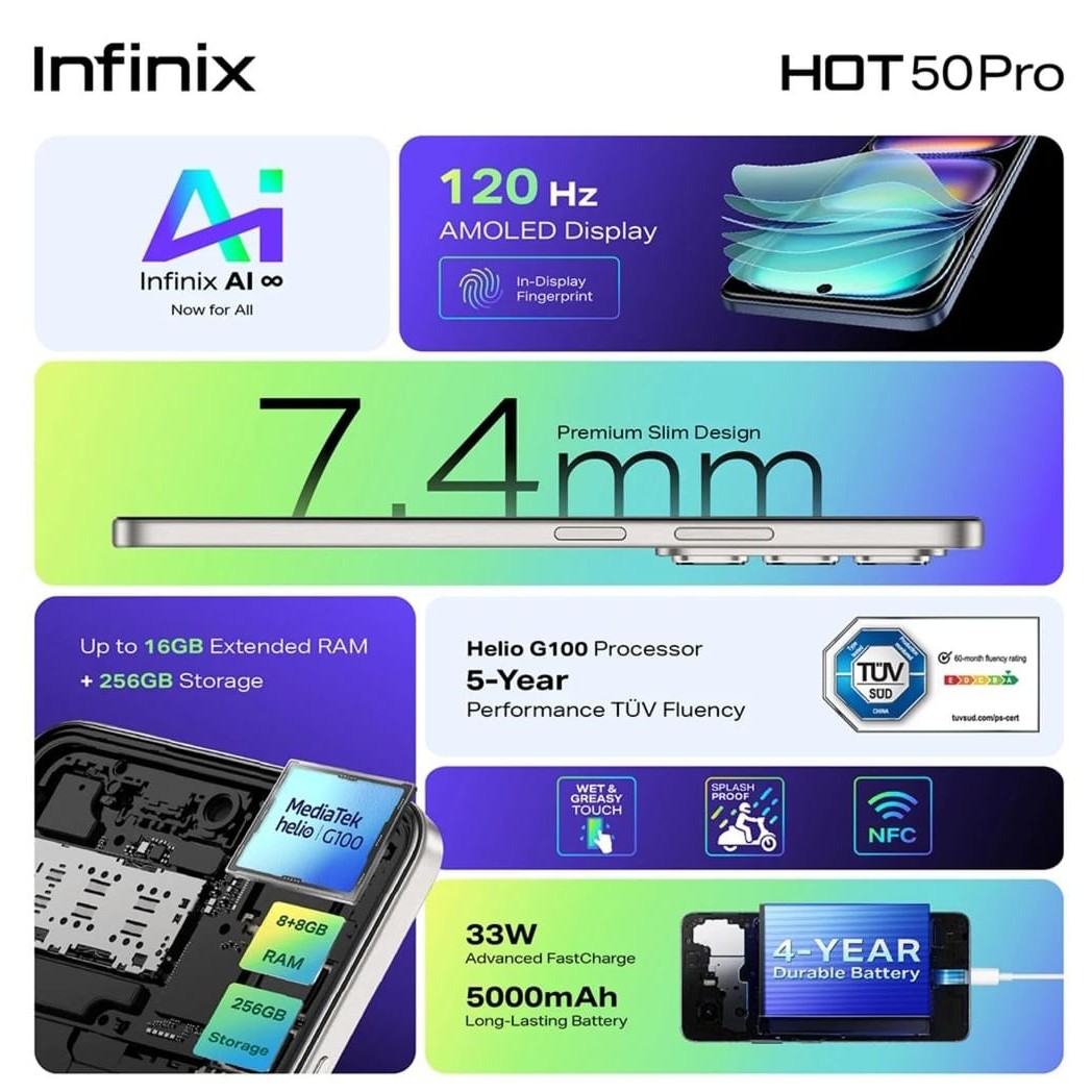 INFINIX HOT 50 PRO RAM 8GB ROM 256GB 2