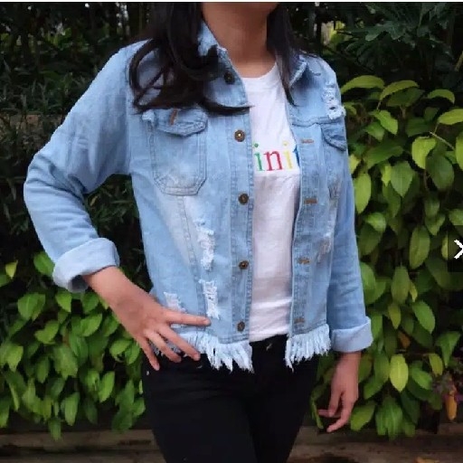 JAKET JEANS FRINGE LASER