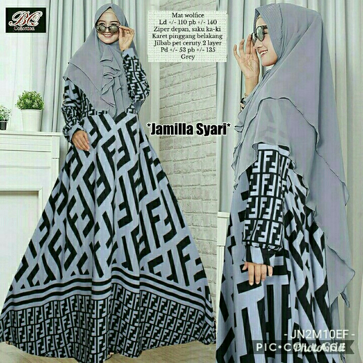 JAMILLA SYARI Stok Grey White