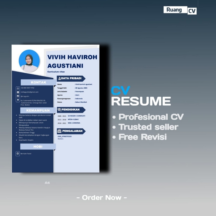 JASA PEMBUATAN DESIGN CURRICULUM VITAE MENARIK