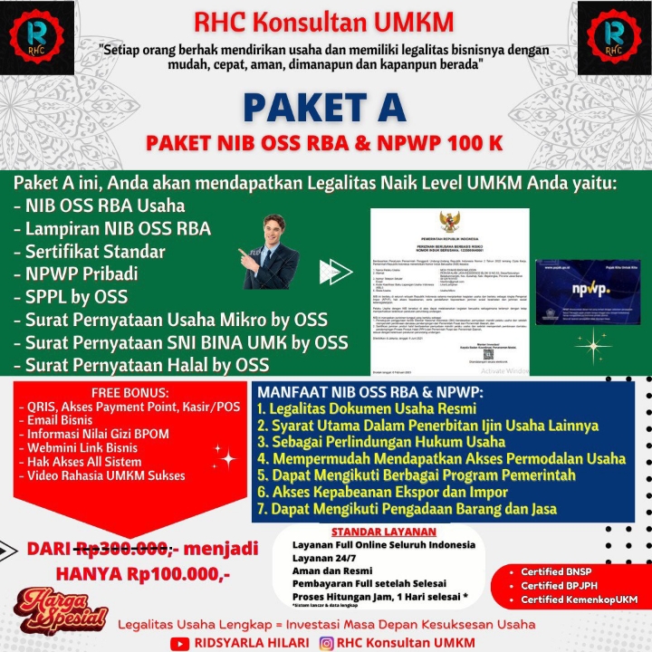 JASA PENERBITAN NIB OSS RBA dan NPWP