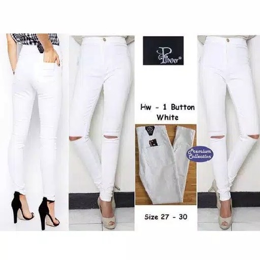 JEANS PUNNY SOBEK PUTIH