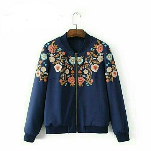 JKT MOTIF BUNGAWIS NAVY