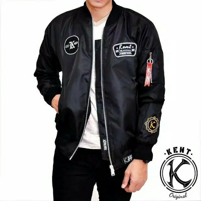 Jaket Bomber KENT RETRO BLACK NEW