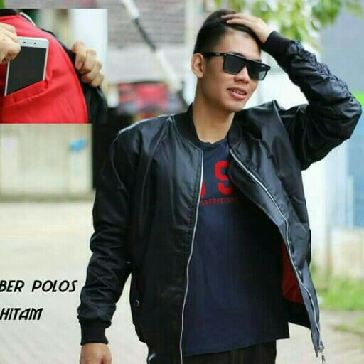 Jaket Bomber Polos Black