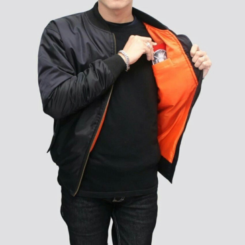 Jaket Bomber Polos Pria Waterproof