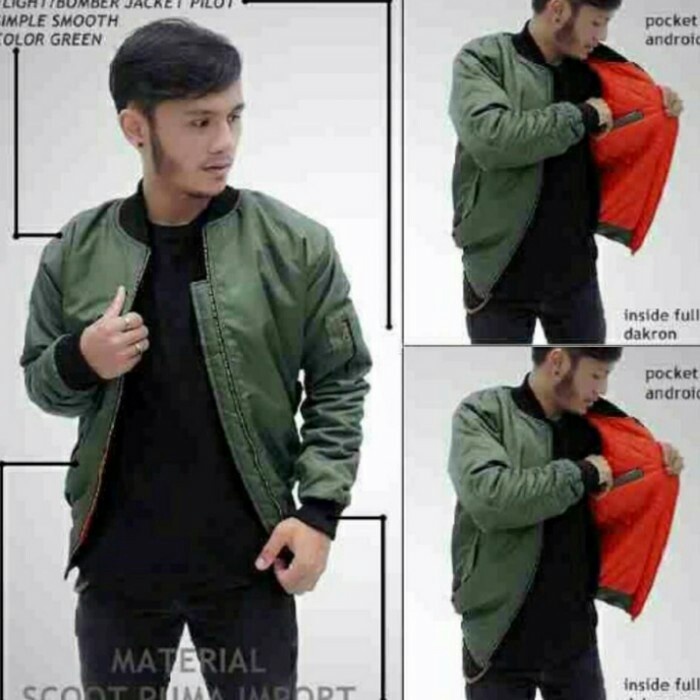 Jaket Bomber Polos Pria Waterproof 4