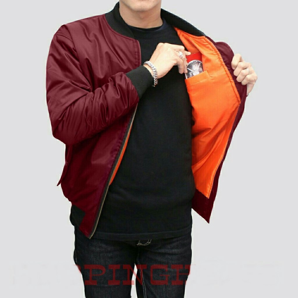 Jaket Bomber Polos Pria Waterproof 5