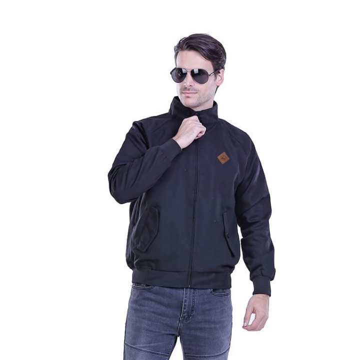Jaket Hoodie Pria Distro Black Harington - H 2526
