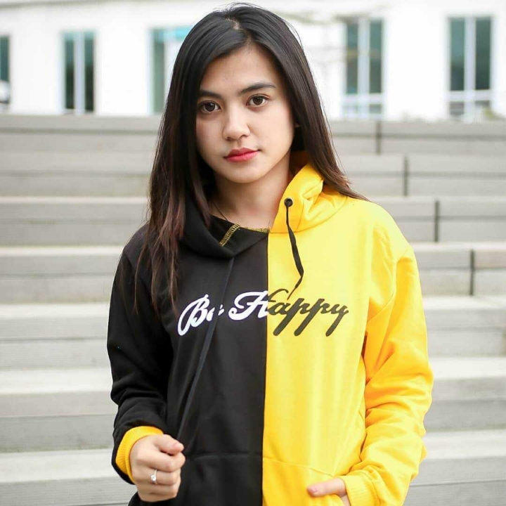 Jaket Hoodie Pria Wanita Yellow Black - ROW 031