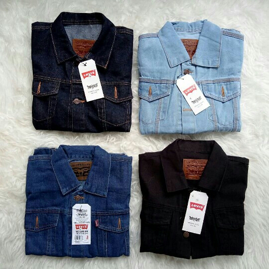 Jaket Jeans Pria Biru Pudar  jaket levis  jaket jeans pria - Hitam 