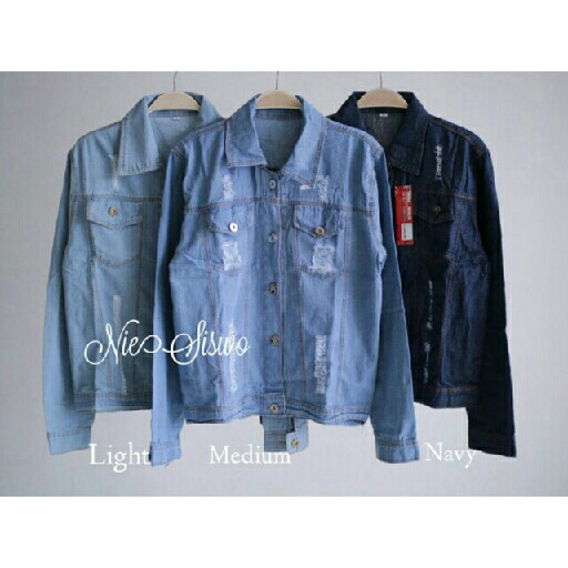 Jaket Jeans Sobek Ripped