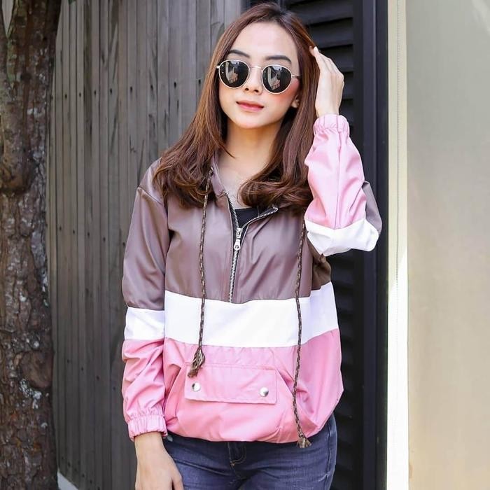 Jaket Parasut Wanita Trendy Kekinian - VCB Coklat