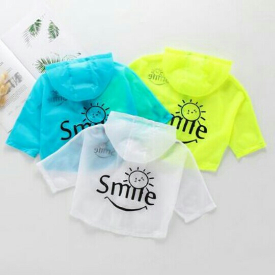 Jaket tipis anti uv motif smile dan matahari