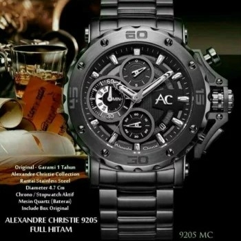 Jam Tangan Alexander Christie 9205 Mc Pria Full Black