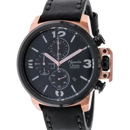 Jam Tangan Alexander Christie AC-6280 Black Brown Original